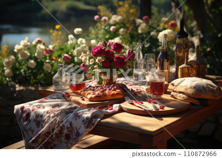 Summer romantic picnic, outdoor vacations Summer romantic picnic, outdoor vacations 110872966
