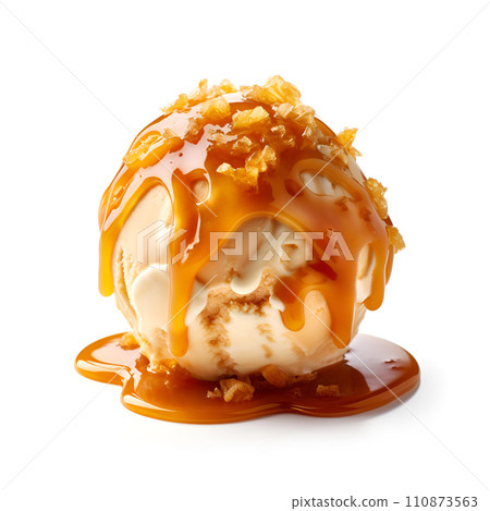 Ice cream with caramel sauce Ice cream with caramel sauce 110873563