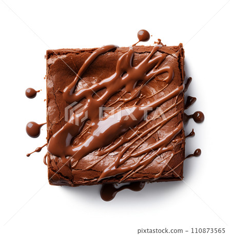 Brownie chocolate cake with ice cream on white background Brownie chocolate cake with ice cream on white background 110873565