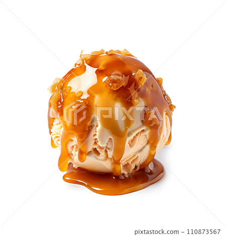Ice cream with caramel sauce Ice cream with caramel sauce 110873567