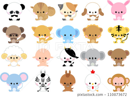 Cute animal illustration set for toddlers 110873672
