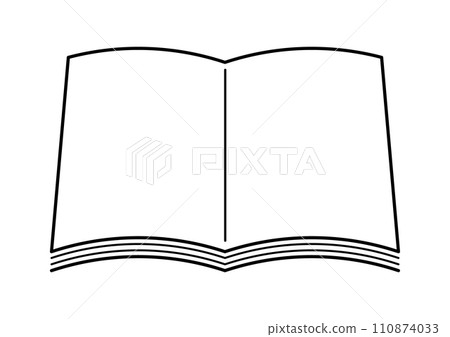 一本打開的書（筆記本）的簡單黑白插圖 110874033