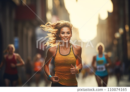 女子跑馬拉鬆的圖片 02 女子跑馬拉鬆的圖片 02 110874165
