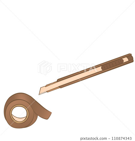 Vector illustration of cutter knife and tape 110874343