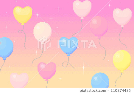 A festive Valentine's day background material with fluffy pixelated balloons (pinky sky) 110874485