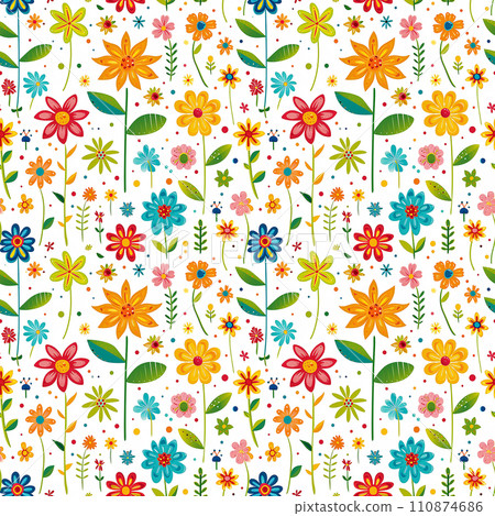 cute cartoon childish flowers background tile 110874686