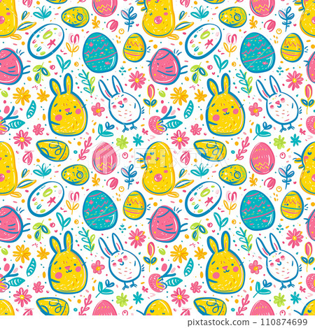 cute easter doodle childish background tile cute easter doodle childish background tile 110874699
