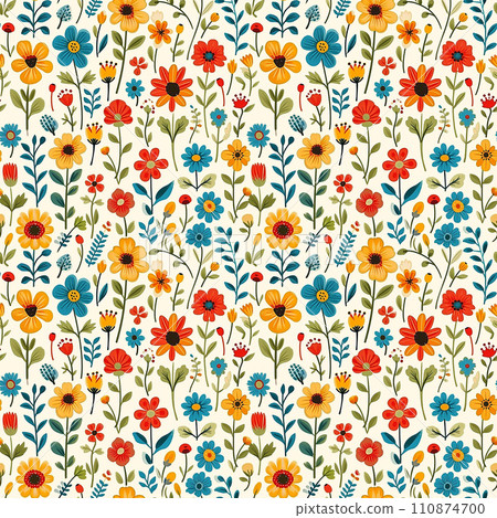 cute cartoon childish flowers background tile 110874700