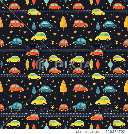 cute cartoon childish cars background tile cute cartoon childish cars background tile 110874702