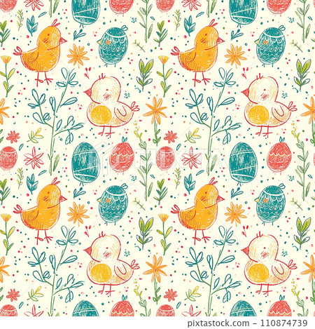 cute easter doodle childish background tile cute easter doodle childish background tile 110874739