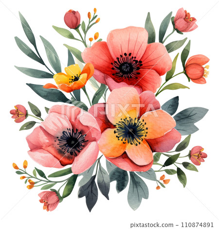 cute watercolor spring bouquet isolated cute watercolor spring bouquet isolated 110874891