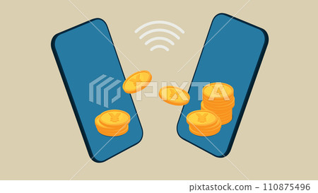Exchange money between mobile phones Exchange money between mobile phones 110875496