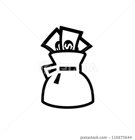 Money bag icon, made in line style 110875644
