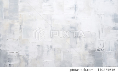 Abstract white oil paint brushstrokes texture pattern contemporary painting wallpaper background AI generated 110875646