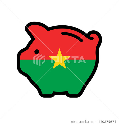Flag of Burkina Faso, piggy bank icon, vector symbol Flag of Burkina Faso, piggy bank icon, vector symbol 110875671