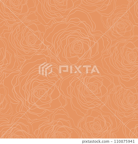 Seamless floral pattern silhouette art line ornaments. Color background with flowers. Vector illustration. Simple minimalistic pattern. Contour graphics for invitation, card, textile, fabric 110875941