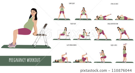 Asian pregnant woman fitness workout set 110876044
