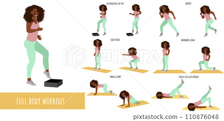 Healthy woman doing full body workout 110876048