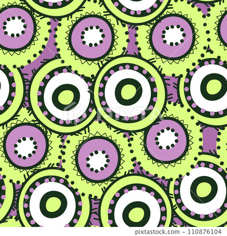 Seamless pattern with geometric aboriginal ornament. Ethnic tribal rounded color background. Afican, australian motiph. Dots painting. Vector illustration, template design for cloth, card, fabric Seamless pattern with geometric aboriginal ornament. Ethnic tribal rounded color background. Afican, australian motiph. Dots painting. Vector illustration, template design for cloth, card, fabric 110876104