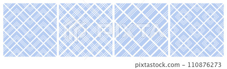 Set of Seamless Geometric Checked Light Blue Patterns. Vector Art. Set of Seamless Geometric Checked Light Blue Patterns. Vector Art. 110876273