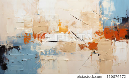 Abstract orange and blue oil paint brushstrokes...-插圖素材 [110876572 ...