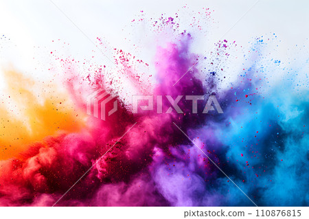 AI-generated content. Holi concept - abstruct background with holi colored powders splashes 110876815