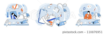 Low energy vector illustration. Low energy levels can lead to burnout syndrome and affect overall well being Self care is crucial for managing emotional exhaustion and preventing burnout Chronic 110876951
