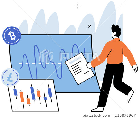 Crypto market. Vector illustration. Success in crypto market is linked to identifying emerging trends and opportunities The crypto market operates on principles supply and demand, influencing price 110876967