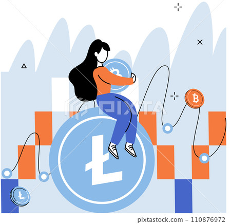 Crypto market. Vector illustration. The crypto market operates on principles supply and demand, influencing price movements Cryptocurrencies provide individuals with opportunity to diversify 110876972
