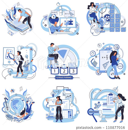 Project management vector illustration. Analyzing project data provides valuable insights for successful management Strategic development and planning are crucial for project management success 110877016