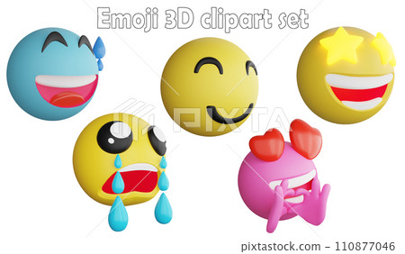 Emoji clipart element ,3D render emoji and emoticon concept isolated on white background icon set No.13 Emoji clipart element ,3D render emoji and emoticon concept isolated on white background icon set No.13 110877046