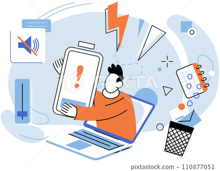 Low energy vector illustration. Recognizing and addressing weak points can lead to increased energy and overall wellness The low energy metaphor illustrates impact emotional and physical depletion 110877051