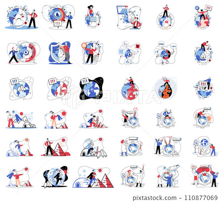 Climate warming vector illustration. Natures canvas is marred by brushstrokes environmental damage and hues climate warming Planet Earth, silent victim, bears scars unbridled pollution and specter 110877069