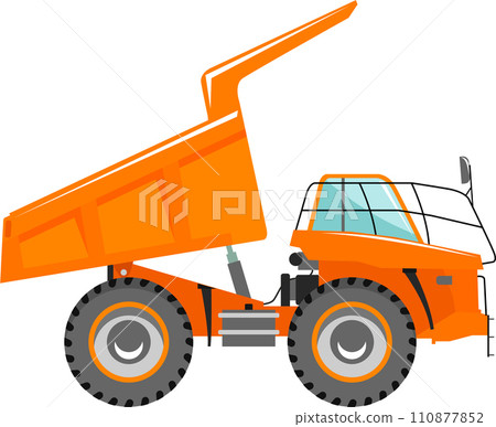Dump Truck Icon in Flat Style. Vector Illustration 110877852