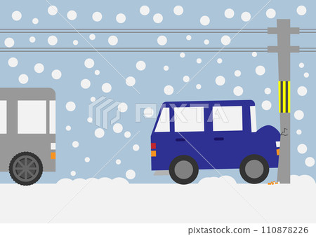 Image material of a car slip accident on a snowy road Image material of a car slip accident on a snowy road 110878226