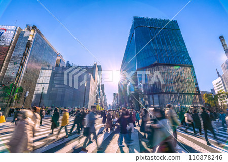 Japan's Tokyo cityscape Replaced by JN.1/Ginza/Sukiyabashi. The bustle before the coronavirus pandemic...light and shadow...=January 14th Japan's Tokyo cityscape Replaced by JN.1/Ginza/Sukiyabashi. The bustle before the coronavirus pandemic...light and shadow...=January 14th 110878246