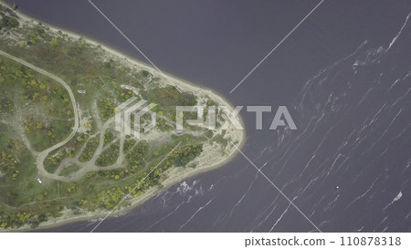 Top view of the Cape on the lake. Clip. Stunning lake and foreland view from mount Top view of the Cape on the lake. Clip. Stunning lake and foreland view from mount 110878318