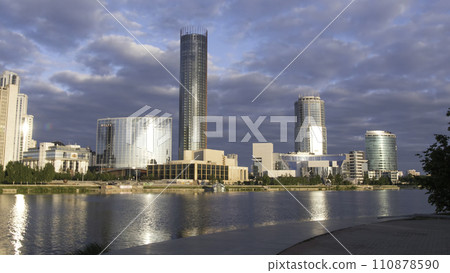 Sunrise on waterfront, Yekaterinburg City, Russia Sunrise on waterfront, Yekaterinburg City, Russia 110878590