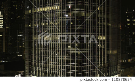 Top view of the skyscrapers in the big city at night. Stock. Great view of the city at night 110878654