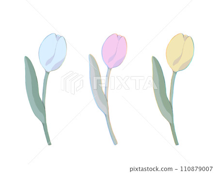 手繪線條畫鬱金香,一組 3 色單花 手繪線條畫鬱金香,一組 3 色單花 110879007