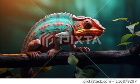 Beautiful of chameleon panther, chameleon panther on branch, chameleon panther closeup 110879297