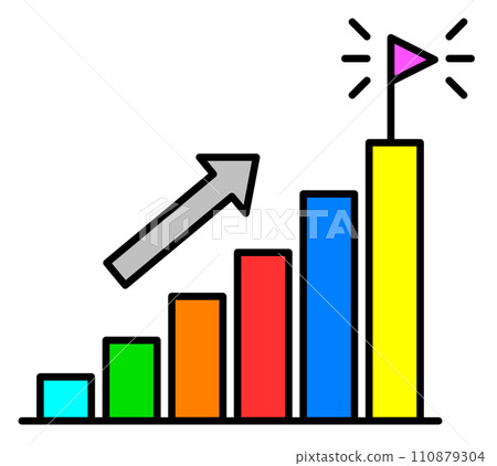 Illustration of increasing data aggregated into a bar graph 110879304