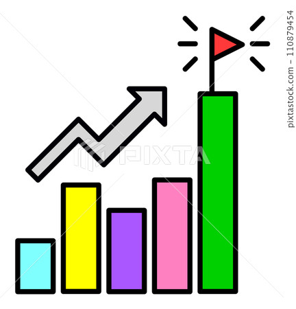 Illustration of a bar graph that aggregates data on an increasing trend Illustration of a bar graph that aggregates data on an increasing trend 110879454