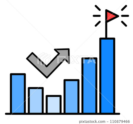 Illustration of a bar graph that aggregates data on an increasing trend 110879466