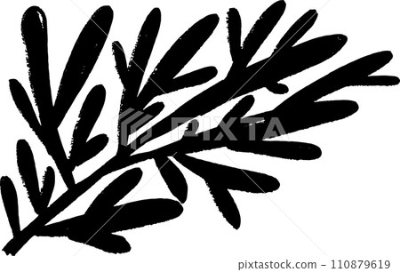 Grunge Artwork Chalk Leaf Silhouette 110879619