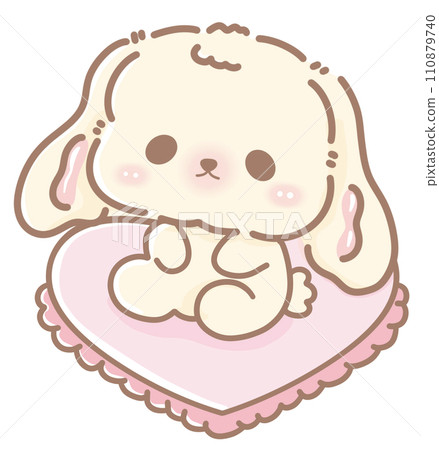 Hand drawn doodle cartoon style illustration of cute kawaii bunny for Valentines day with the heart and love theme pink pastel Hand drawn doodle cartoon style illustration of cute kawaii bunny for Valentines day with the heart and love theme pink pastel 110879740