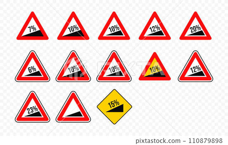 Steep ascent road sign vector design 110879898