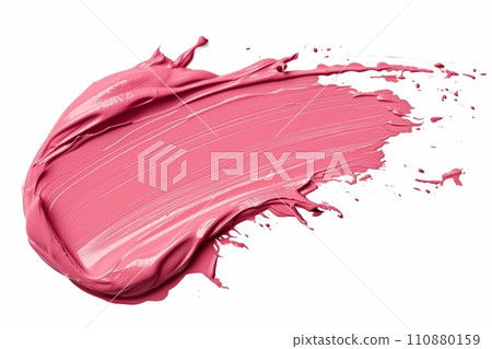 AI-generated content. Vivid pink lipstick smear swatch isolated on white background, high gloss AI-generated content. Vivid pink lipstick smear swatch isolated on white background, high gloss 110880159