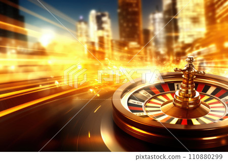 high contrast image of casino roulette in motion 110880299