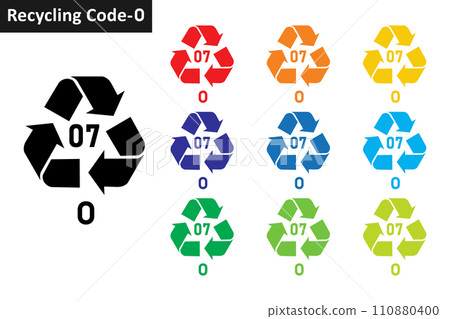 OTHER plastic recycling code icon set. Mobius Strip Plastic recycling symbol 07 O. Plastic recycling code 07 icon collection in ten colors. Set of plastic recycling code symbol icon 07 O. OTHER plastic recycling code icon set. Mobius Strip Plastic recycling symbol 07 O. Plastic recycling code 07 icon collection in ten colors. Set of plastic recycling code symbol icon 07 O. 110880400